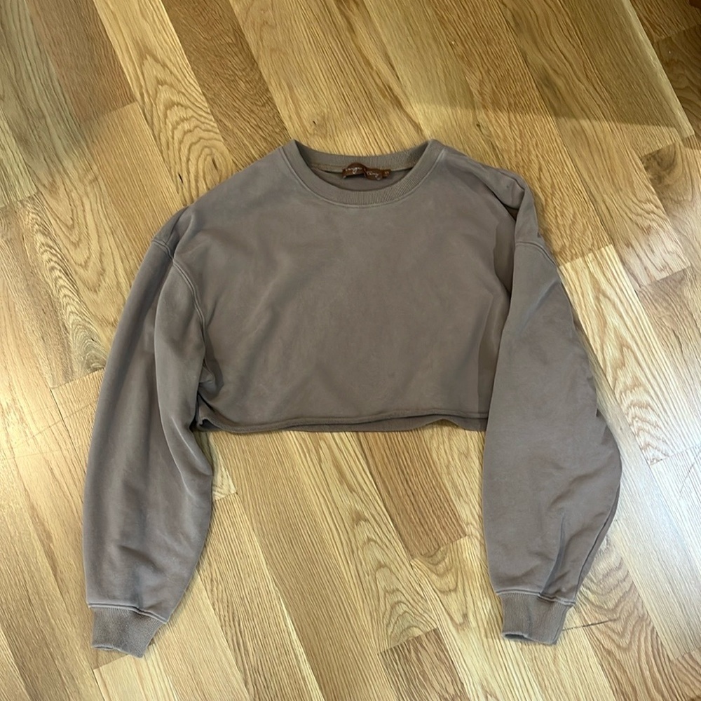 Women's Brown Cropped Sweatshirt
